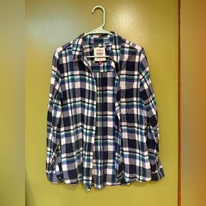 SO Navy and Green Plaid Button Down Shirt